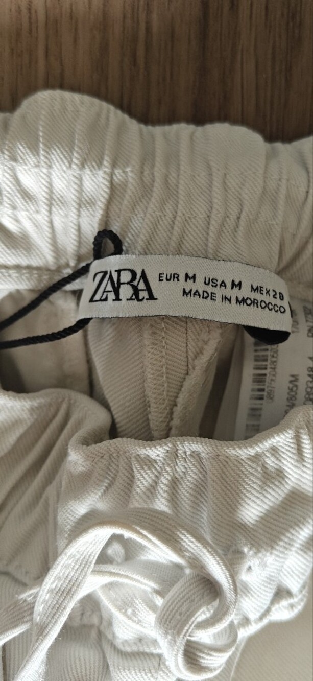 Cream Drawstring Waist Pants. Zara